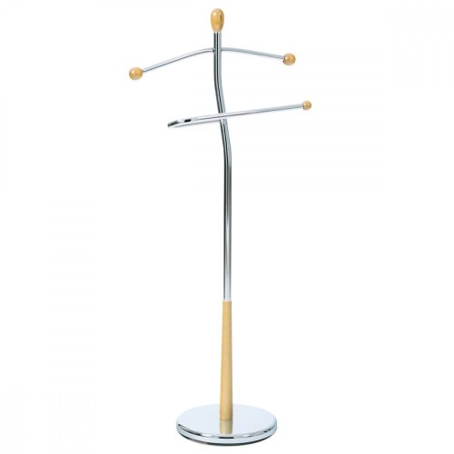 Němý sluha, výška 118 cm, masiv kaučukovník, hnědé moření, kov chrom, nos. 5 kg - Brevné variany: Přírodní