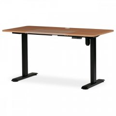 Kancelářský stůl s elektricky nastavitelnou výší pracovní desky. Kovové podnoží v černé barvě.