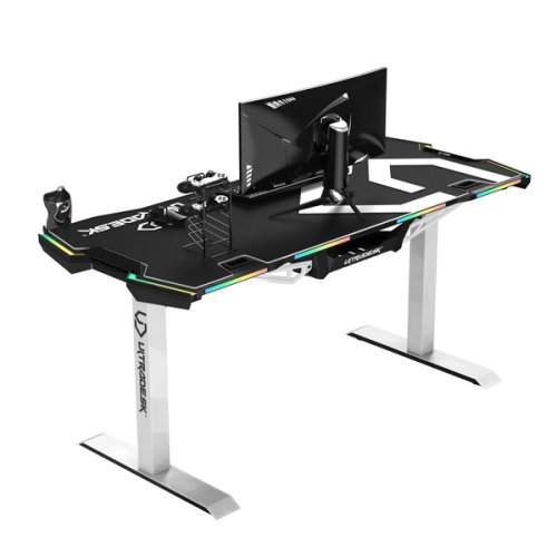 ULTRADESK Herní stůl FORCE SNOW 166×70 cm — bílá