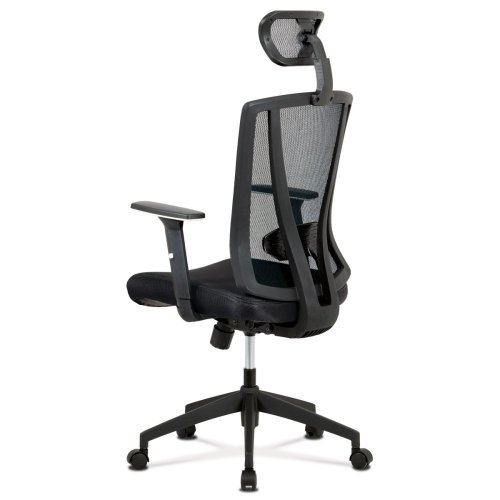 Kancelářská židle, černá MESH+síťovina, plastový kříž, synchronní mechanismus