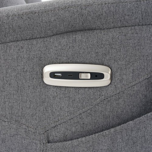 Křeslo polohovací masážní s výhřevem,  8bodová vibrační masáž, zvedací systém, USB, krémová látka - Brevné variany: Krémová