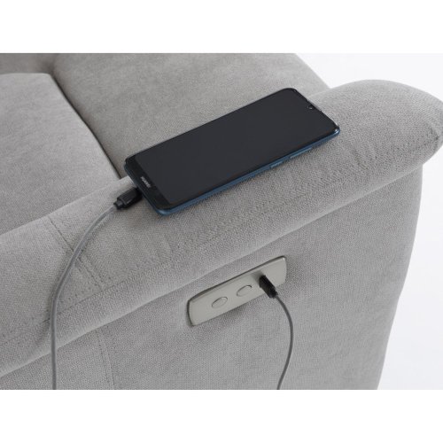 TV a relaxační křeslo s elektrickým ovládáním, potah hnědá látka - Brevné variany: Stříbrná