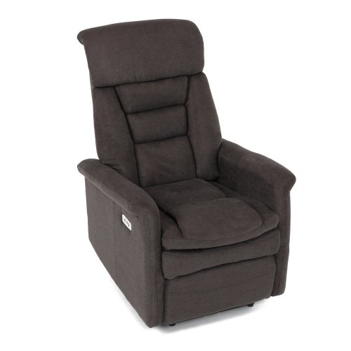 TV a relaxační křeslo s elektrickým ovládáním, potah hnědá látka