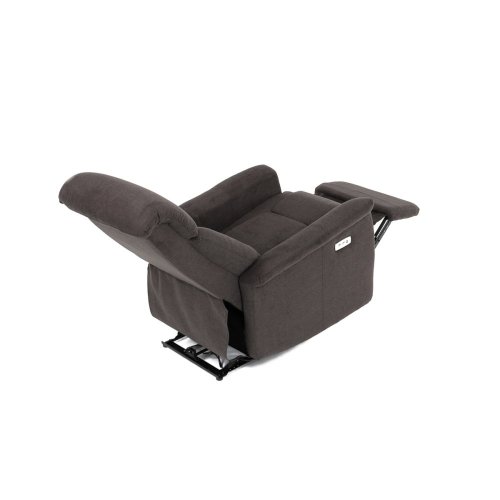 TV a relaxační křeslo s elektrickým ovládáním, potah hnědá látka