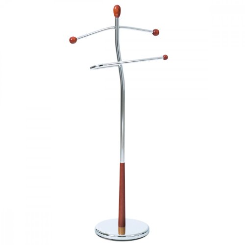 Němý sluha, výška 118 cm, masiv kaučukovník, hnědé moření, kov chrom, nos. 5 kg - Brevné variany: Přírodní