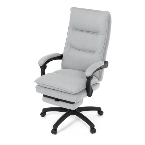 Kancelářské křeslo s podnožkou, potah šedá látka, PC mechanismus s aretací