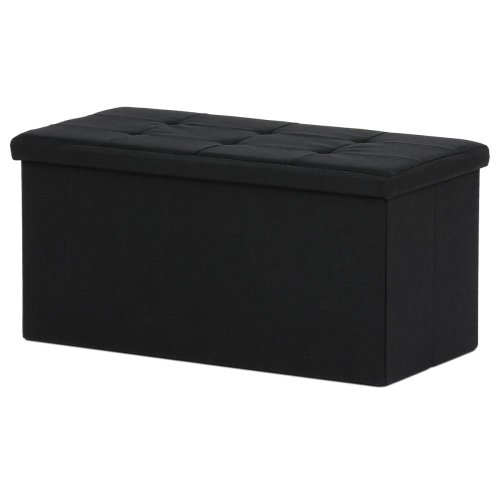 Taburet s úložným prostorem, látka černá - Brevné variany: Šedá