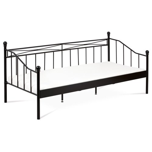 Postel jednolůžková 90x200 cm, kovová, černý matný lak - Brevné variany: Černá