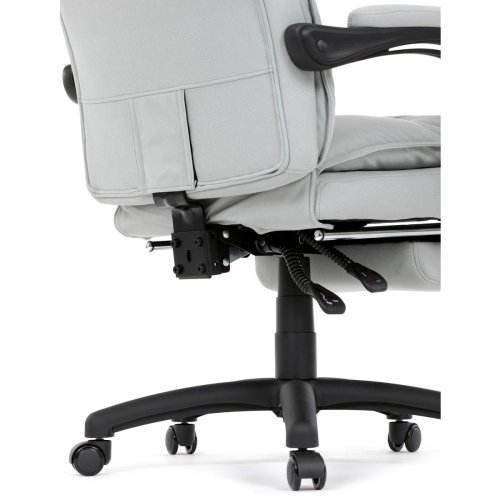 Kancelářské křeslo s podnožkou, potah šedá látka, PC mechanismus s aretací - Brevné variany: Stříbrná
