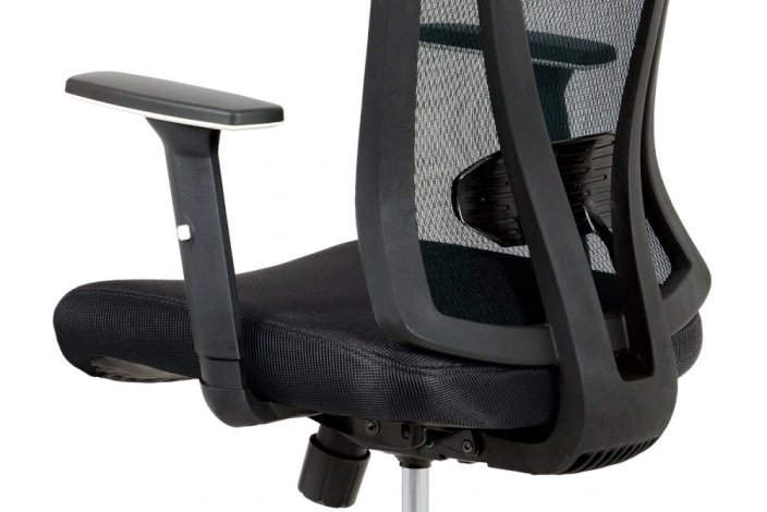 Kancelářská židle, černá MESH+síťovina, plastový kříž, synchronní mechanismus