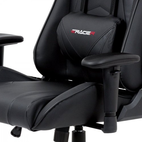 Kancelářská židle houpací mech., černá koženka, plast. kříž