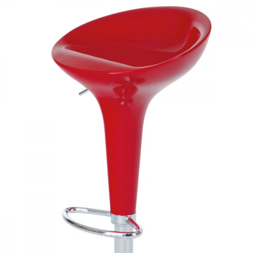 Barová židle, černý plast, chromová podnož, výškově nastavitelná - Brevné variany: Červená