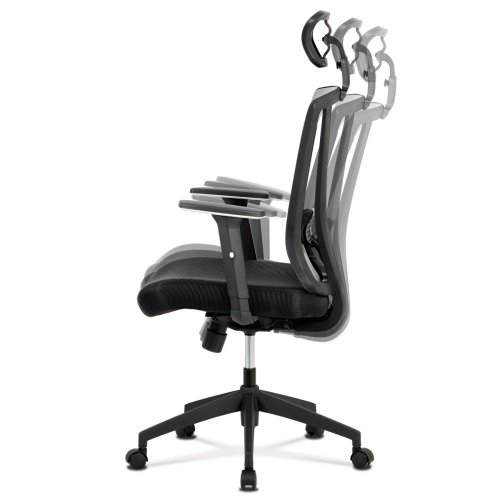 Kancelářská židle, černá MESH+síťovina, plastový kříž, synchronní mechanismus