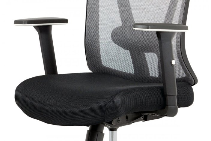 Kancelářská židle, černá MESH+síťovina, plastový kříž, synchronní mechanismus