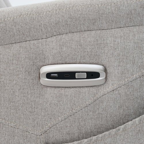 Křeslo polohovací masážní s výhřevem,  8bodová vibrační masáž, zvedací systém, USB, krémová látka - Brevné variany: Krémová