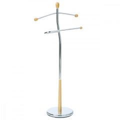 Němý sluha, výška 118 cm, masiv kaučukovník, hnědé moření, kov chrom, nos. 5 kg