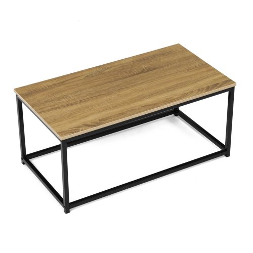 Stůl konferenční, 90x48x41 cm, MDF, dekor divoký dub, černý kov - Brevné variany: OLW