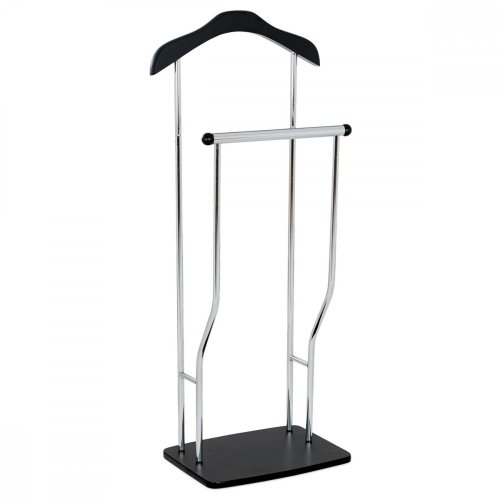 Němý sluha, výška 108 cm, MDF - černý matný lak, kov - chrom, nosnost 5 kg - Brevné variany: Bílá