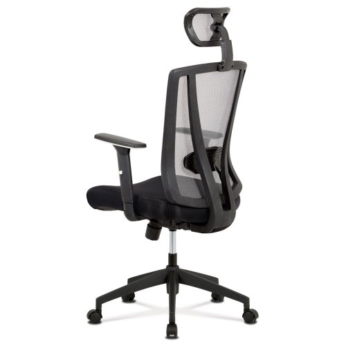 Kancelářská židle, černá MESH+síťovina, plastový kříž, synchronní mechanismus