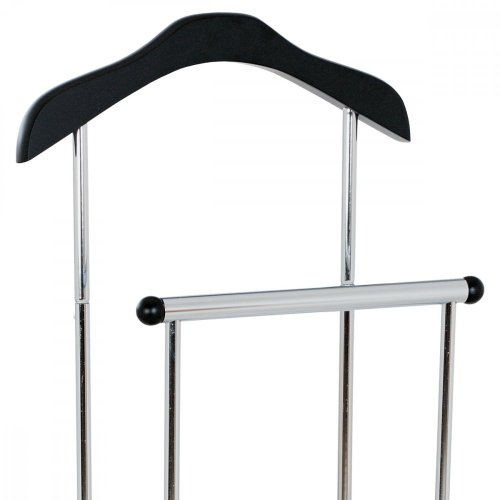 Němý sluha, výška 108 cm, MDF - černý matný lak, kov - chrom, nosnost 5 kg - Brevné variany: Bílá