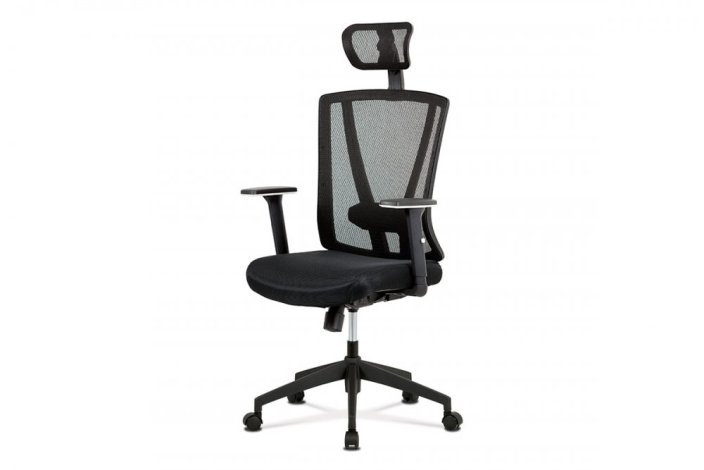Kancelářská židle, černá MESH+síťovina, plastový kříž, synchronní mechanismus