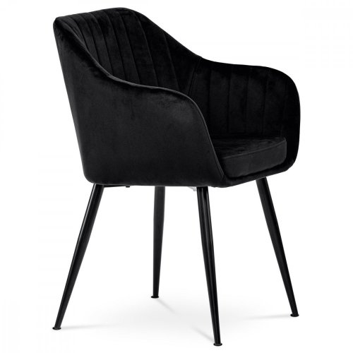 Jídelní židle, potah černá matná sametová látka, kovové nohy, černý matný lak - Brevné variany: YEL4