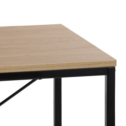Stůl pracovní s regálem, MDF, dekor dub, černý kov - Brevné variany: Dub