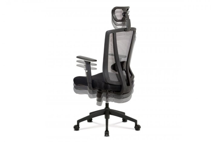 Kancelářská židle, černá MESH+síťovina, plastový kříž, synchronní mechanismus