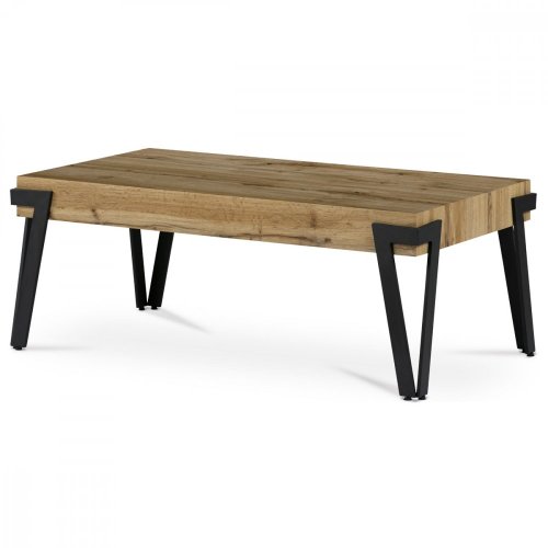 Konferenční stolek, 112x62x43 cm, deska MDF, dekor divoký dub, kov - černý mat