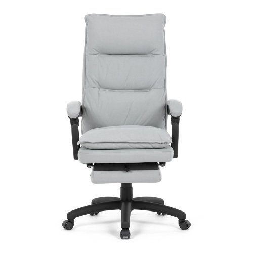 Kancelářské křeslo s podnožkou, potah šedá látka, PC mechanismus s aretací - Brevné variany: Stříbrná