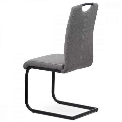 Jídelní židle, potah krémová látka, bílé prošití, kovová podnož, lanýžový lak - Brevné variany: Šedá