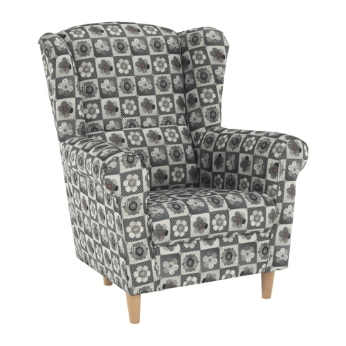 Křeslo ušák, látka patchwork N1, CHARLOT (0000109530) — Memela.cz