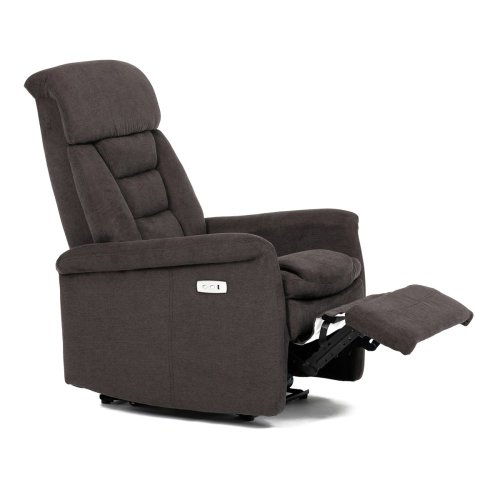 TV a relaxační křeslo s elektrickým ovládáním, potah hnědá látka