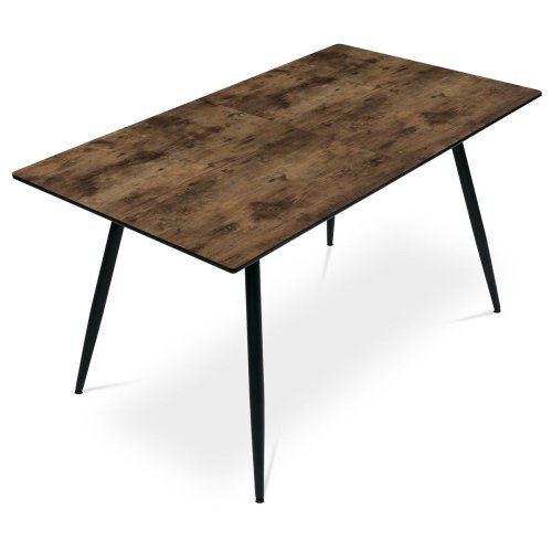 Jídelní stůl, 140+40x80x76 cm, MDF deska, 3D dekor divoký dub, kov, černý lak - Brevné variany: Dub