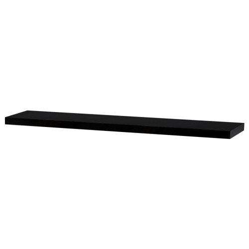 Polička nástěnná 120 cm, MDF, barva černý vysoký lesk, baleno v ochranné fólii