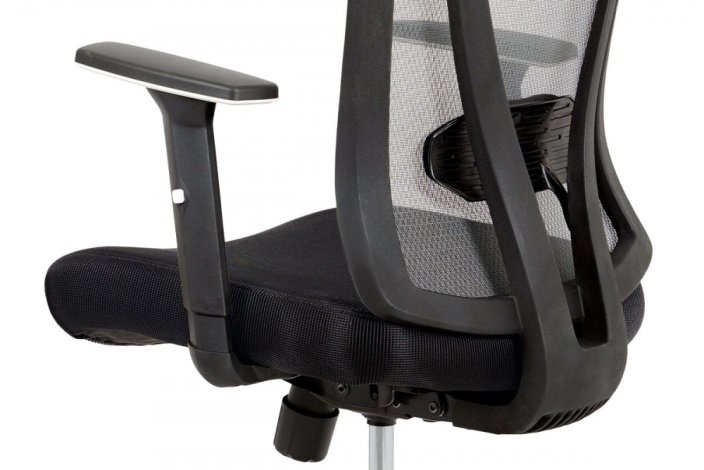 Kancelářská židle, černá MESH+síťovina, plastový kříž, synchronní mechanismus