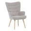 Křeslo "ušák", potah šedá látka bouclé, nohy masiv kaučukovník
