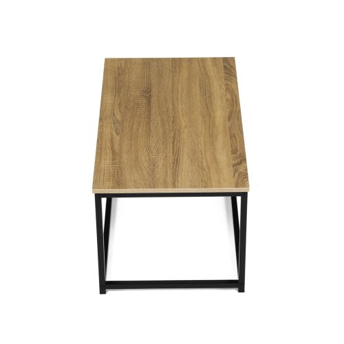 Stůl konferenční, 90x48x41 cm, MDF, dekor divoký dub, černý kov - Brevné variany: OLW