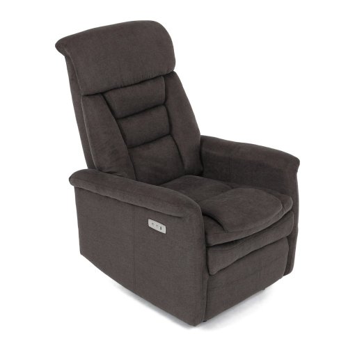 TV a relaxační křeslo s elektrickým ovládáním, potah hnědá látka