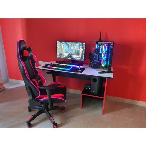 Herní židle s podsvícením RED FIGHTER C8 — černá/červená