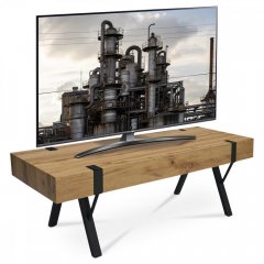 TV stolek 120x40x40 cm, MDF deska, 3D dekor divoký dub, kov - černý lak