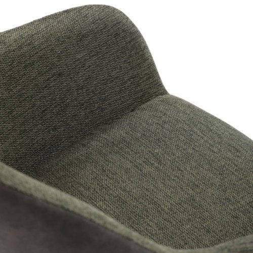 Židle jídelní, béžová látka a tmavě šedá látka v dekoru vintage kůže, černý kov, otočná P90°+ L90° s vratným mechanismem - Brevné variany: Zelená