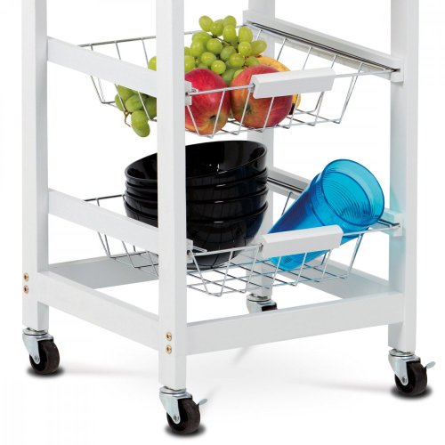 Servírovací stolek s kolečky Autronic DR-043 — bílá / masiv