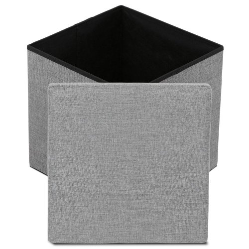 Taburet s úložným prostorem, látka černá - Brevné variany: Šedá