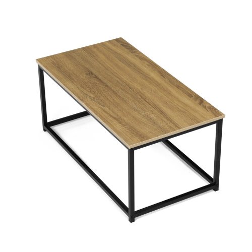 Stůl konferenční, 90x48x41 cm, MDF, dekor divoký dub, černý kov - Brevné variany: OLW