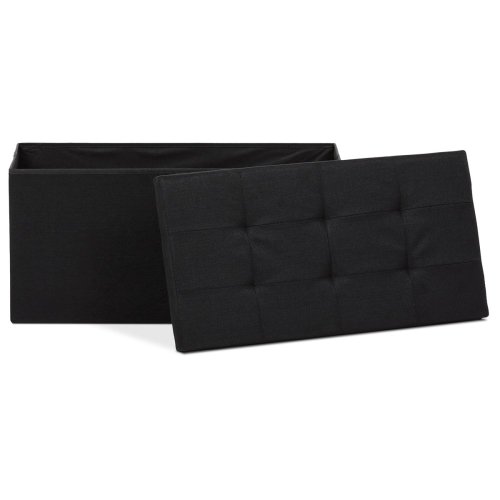 Taburet s úložným prostorem, látka černá - Brevné variany: Šedá