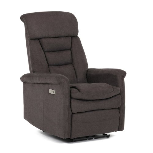 TV a relaxační křeslo s elektrickým ovládáním, potah hnědá látka