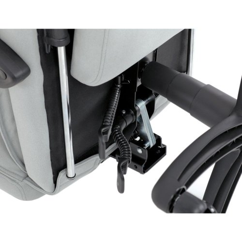 Kancelářské křeslo s podnožkou, potah šedá látka, PC mechanismus s aretací - Brevné variany: Stříbrná