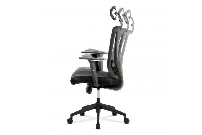 Kancelářská židle, černá MESH+síťovina, plastový kříž, synchronní mechanismus