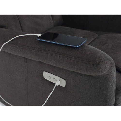 TV a relaxační křeslo s elektrickým ovládáním, potah hnědá látka - Brevné variany: Stříbrná
